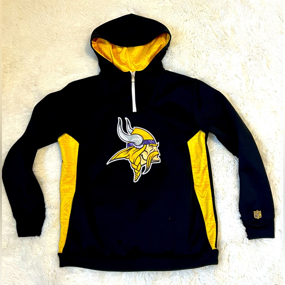 Minnesota Vikings Youth NFL Team Apparel Hoodie Large 14/16 Black Gold Half Zip